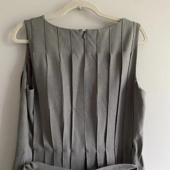 CALVIN Klein Gray Pleated Sleeveless Belted Fit & Flare Dress Size 12 - Picture 11 of 15